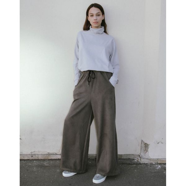 Брюки широкие БИЧ Бархатистые Тёмно-Серые - фото 4