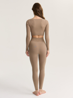 Бесшовный кроп топ с длинным рукавом