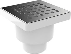 Трап вертикальный Aquant с металлической решеткой с пластиковым прямым выпуском 50мм 100*100мм 39419