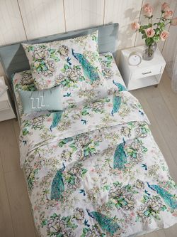 Постельное белье Сказка "Павлины." 1,5-сп Наволочка 50х70 см 1 шт Простынь 150х215 см Пододеяльник 145х215 см, поплин