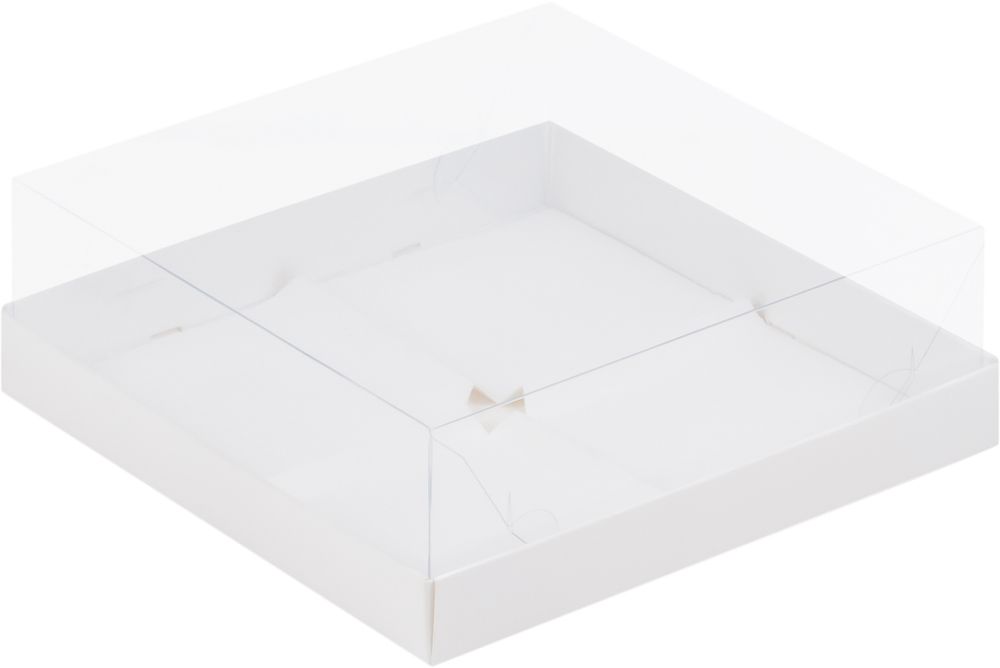 Коробка для МУССовых пирожных 190*190*80мм БЕЛАЯ (4) с прозрач. крышкой