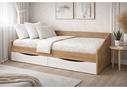 Кровать WoodVille Эриол 90x200 крафт золотой / белый