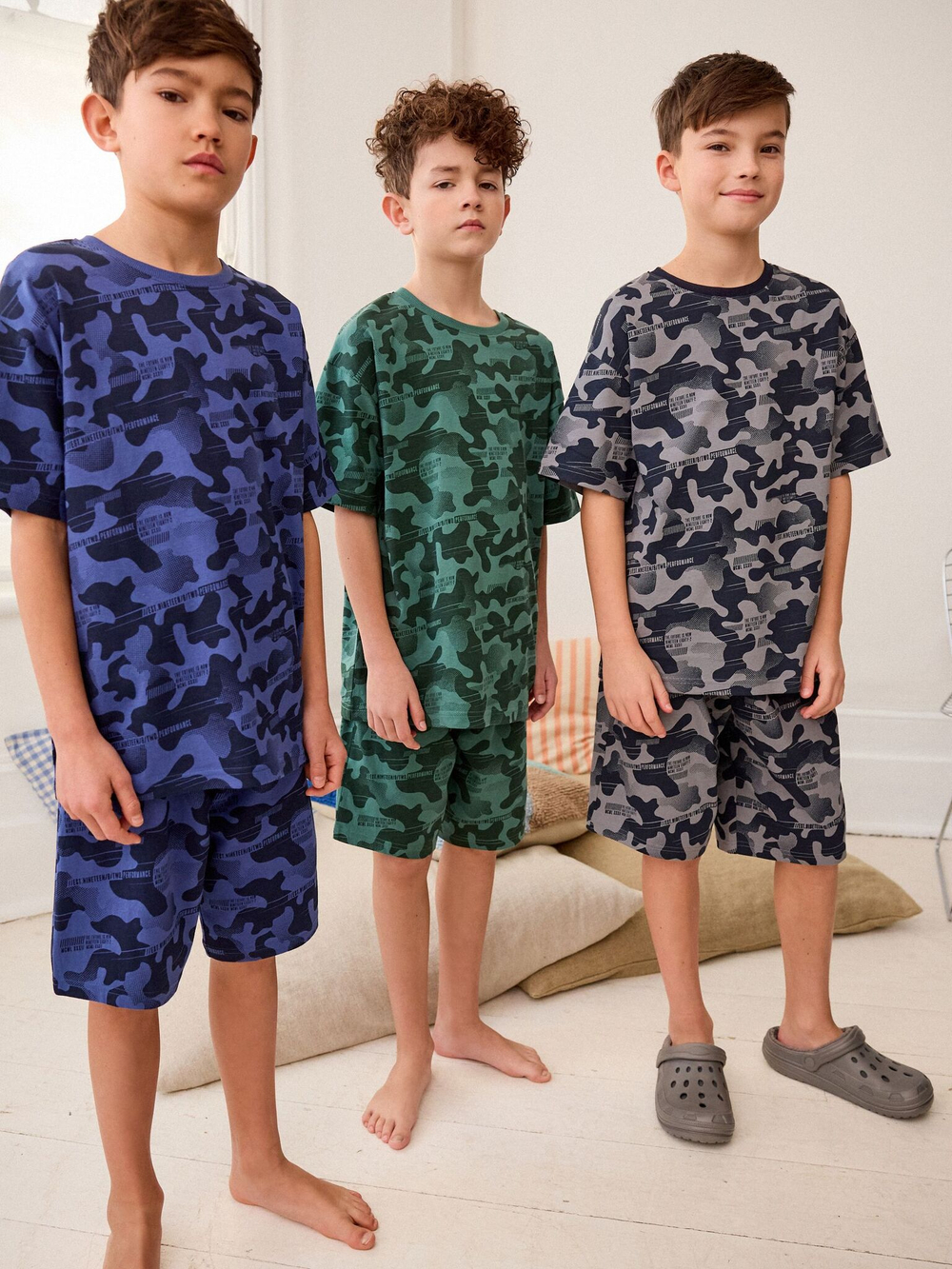 Пижама для мальчика Next Q66-653, 3 шт., Синий, Зеленый, Серый
