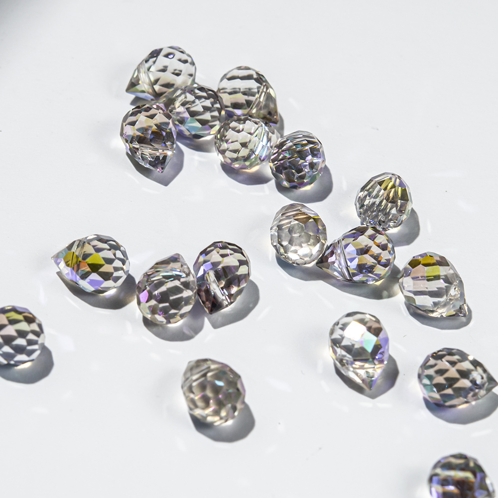 Бриолетт, дымчатый с фиолетовым покрытием, 10*8мм, хрусталь