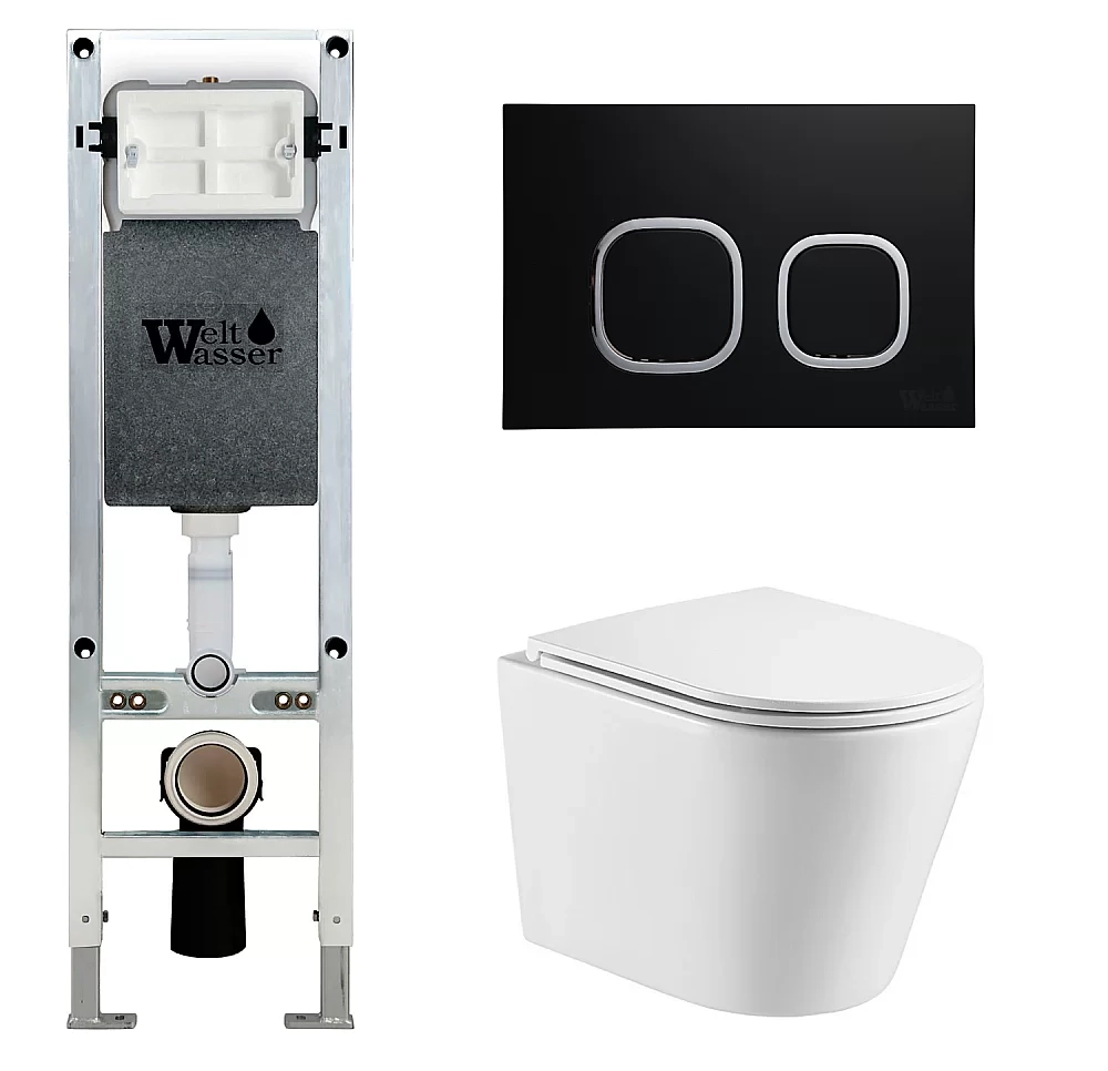 Унитаз с инсталляцией WeltWasser AMBERG 350 ST + SALZBACH 043 GL-WT + AMBERG RD-BL