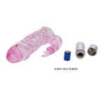 Насадка на фаллос с вибрирующим стимулятором - 13 см. (Цвет: розовый)