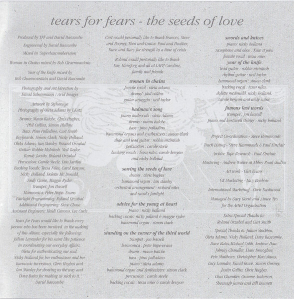 CD Tears For Fears - The Seeds Of Love (Европа 2020г.)