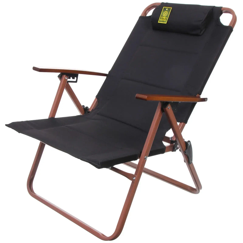 Кресло складное c подлокотниками до 120 кг DC-6018, 59*52*88 см, цвет: чёрный, каркас алюминий, ТуристМастер