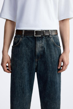 ZARA КОЖАНЫЙ РЕМЕНЬ В ВИНТАЖНОМ СТИЛЕ, КОРИЧНЕВЫЙ