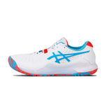 Asics Gel-Resolution 9 cushioning and stable low-top tennis shoes men's white, red and blue