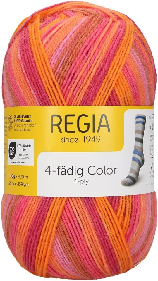 Пряжа носочная Regia 4-fadig Color (02739/оранжево-бордовый)