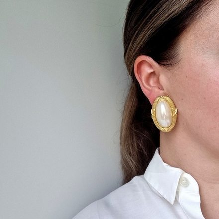 Крупные клипсы с жемчугом