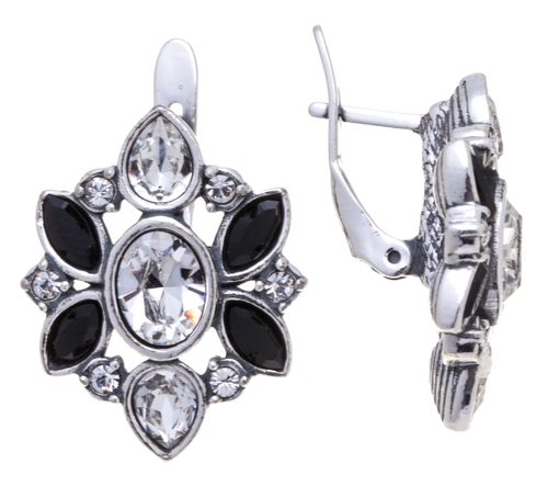 "Кангра" серьги в серебряном покрытии  из коллекции "Пастель" от Jenavi  с английским замком