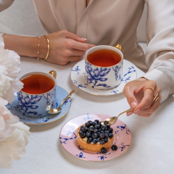 Чайная пара Farforite «Синяя / Blue Garden» 250 мл в подарочной коробке