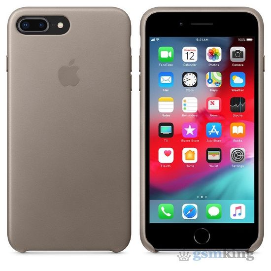 Apple Leather Case iPhone 8/7 Plus Taupe (Платиново-серый)