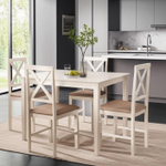 Обеденный комплект Хадсон (стол + 4 стула)/ Hudson Dining Set дерево гевея/мдф, стол: 110х70х75см / стул: 44х42х89см, ivory white (слоновая кость), ткань кор.-зол
