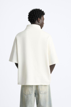 ZARA ТОЛСТОВКА С КОРОТКОЙ ЗАСТЕЖКОЙ-МОЛНИЕЙ, ЖЕЛТОВАТО-БЕЛЫЙ