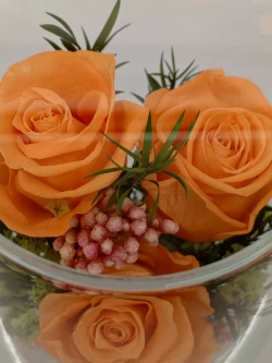 натуральные кустовые розы в стекле, вакуум*