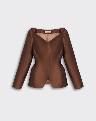 Жакет из формодержащей шерсти и шелка Диор корица