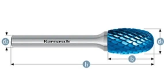 Борфреза твердосплавная Karnasch форма L, 6х18х6х50 мм, насечка HP-6, без покрытия, арт. 11.3084-020