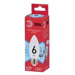 Лампочка светодиодная ЭРА RED LINE ECO LED B35-6W-840-E27 E27 / Е27 6Вт свеча нейтральный белый свет