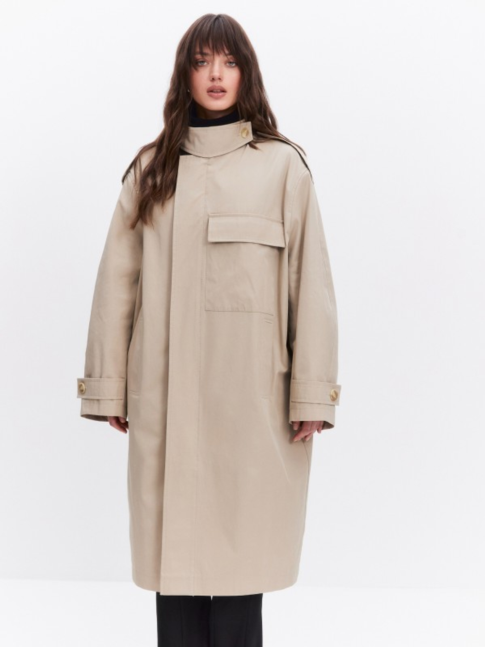 Тренч с вельветовым воротником