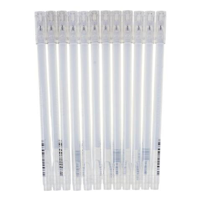 Ручка гелевая 0,4мм, белая, бесстержневая, игольчатый наконечник (Комплект 12шт.)