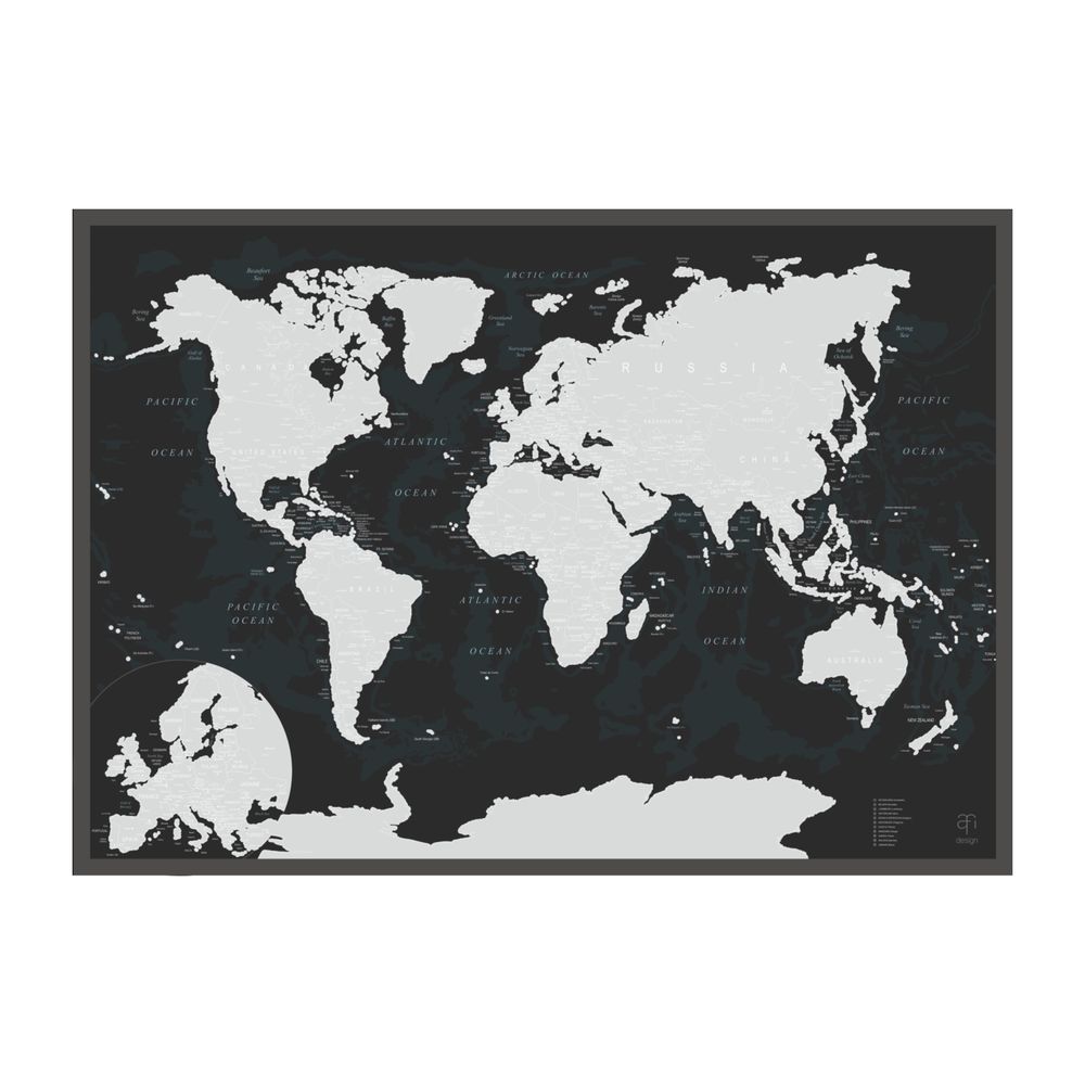 Скретч-карта мира A1 - 84 х 60 см (BLACK)