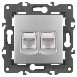 14-3108-03 ЭРА Розетка 2хRJ45, IP20, алюминий | Elegance Алюминий