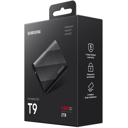 Внешний жесткий диск SSD 2Tb, Samsung Touch T9 USB 3.2, Type-C, Black (MU-PG2T0B)