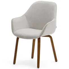 Стул Aleli, бежевый шенилл, ножки орех