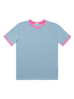 Женская футболка серо-голубой/розовый неон - folly dot.