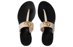 GUCCI Double G Plaque Leather Sandals