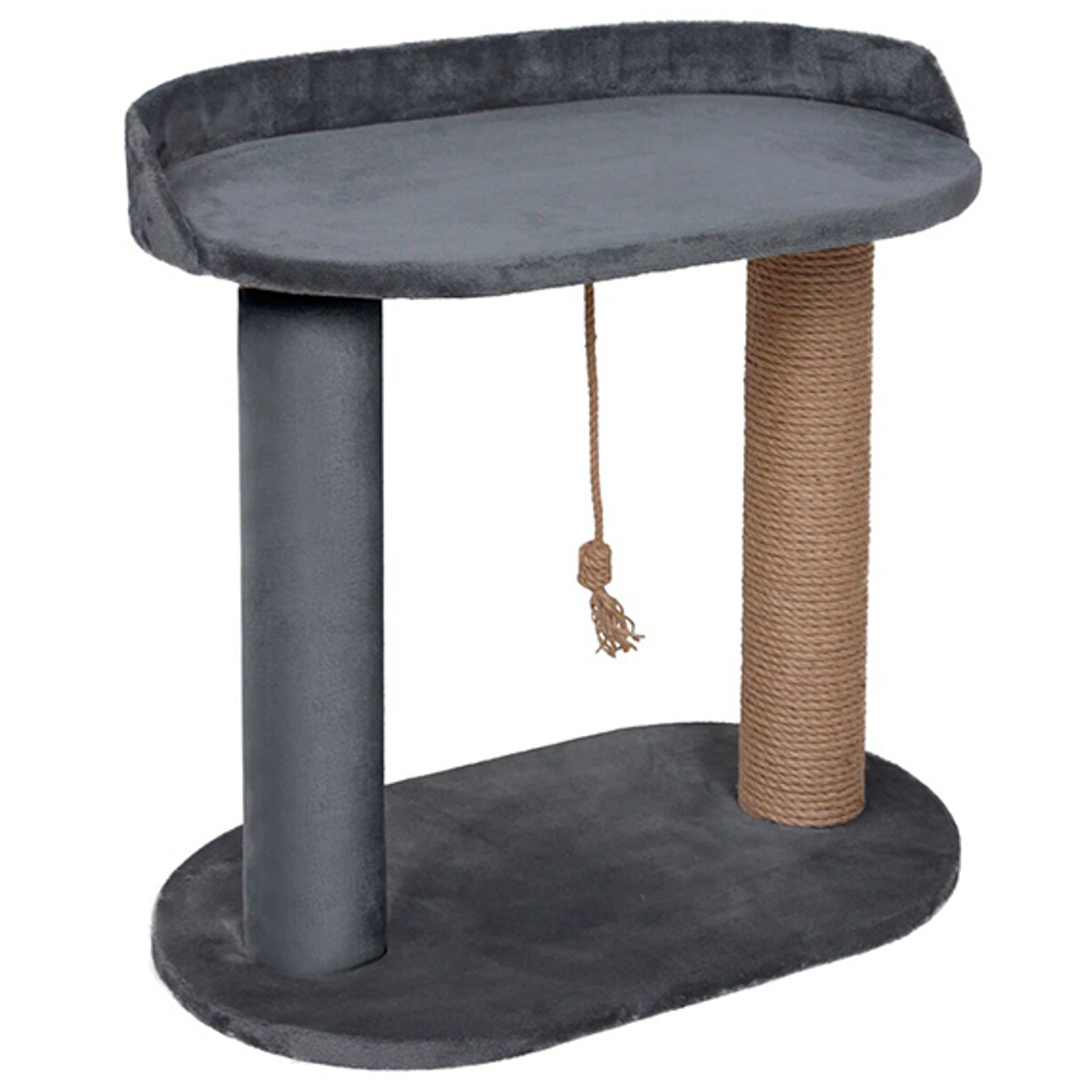 Когтеточка котодискотека с домиком джут 62х35х78 ø7 rich breed кд-59 светло-серый