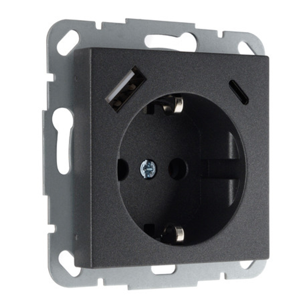 Розетка USB (A+C), 16А 250В 3400 мА LIREGUS EPSILON IUK-3-01.E/J антрацит