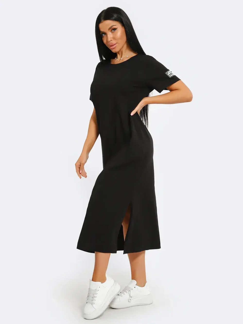 Платье хлопок однотон большие размеры