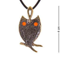 AM-3403 Подвеска «Сова Сычик» (латунь, янтарь)