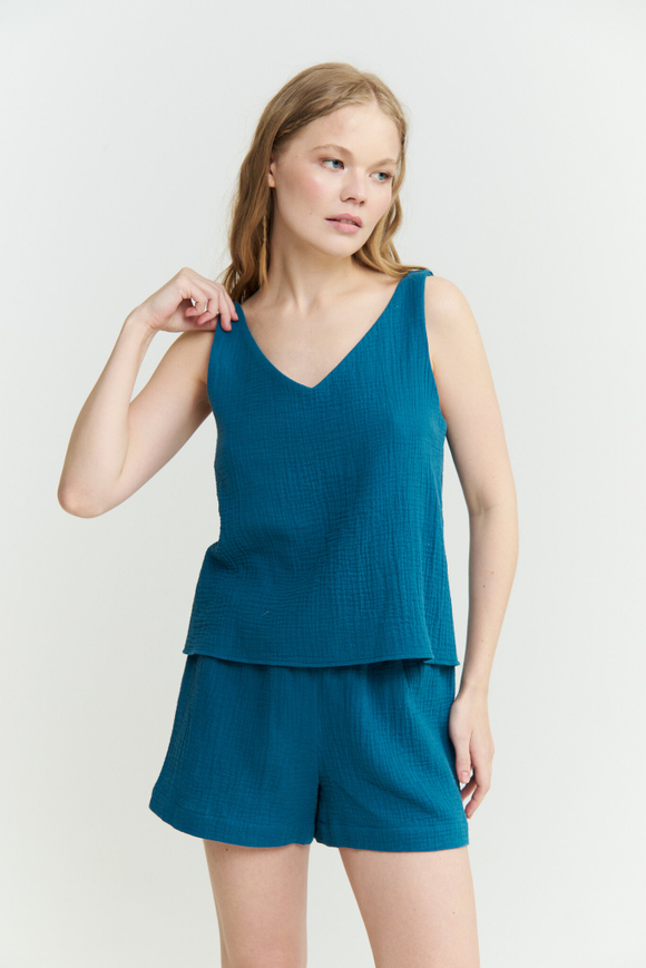 Муслиновый топ лазурный