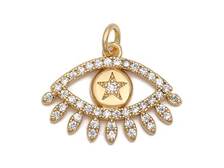 Подвеска "Глаз" со стразами, 16мм