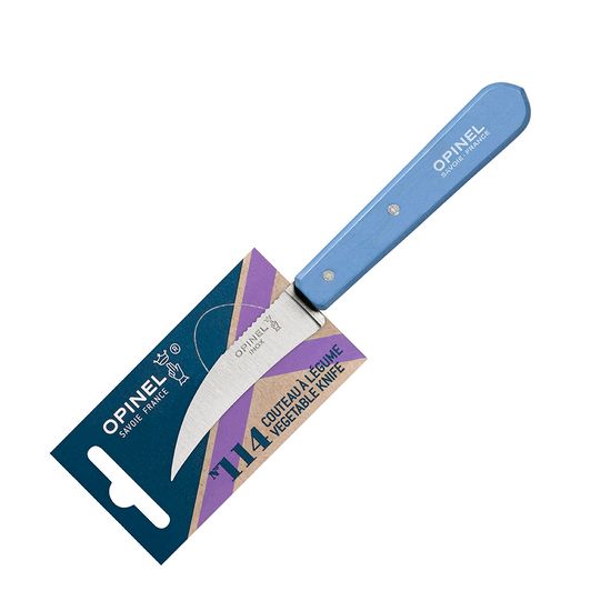 Нож для чистки овощей Opinel №114, деревянная рукоять, нержавеющая сталь, синий, блистер, 001927