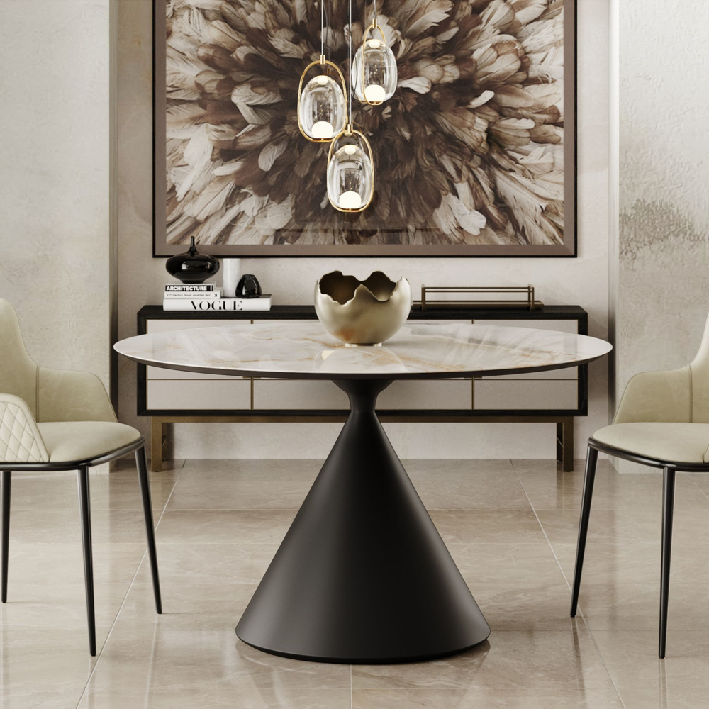 Стол круглый AXIS 120, керамика глянцевая, белая