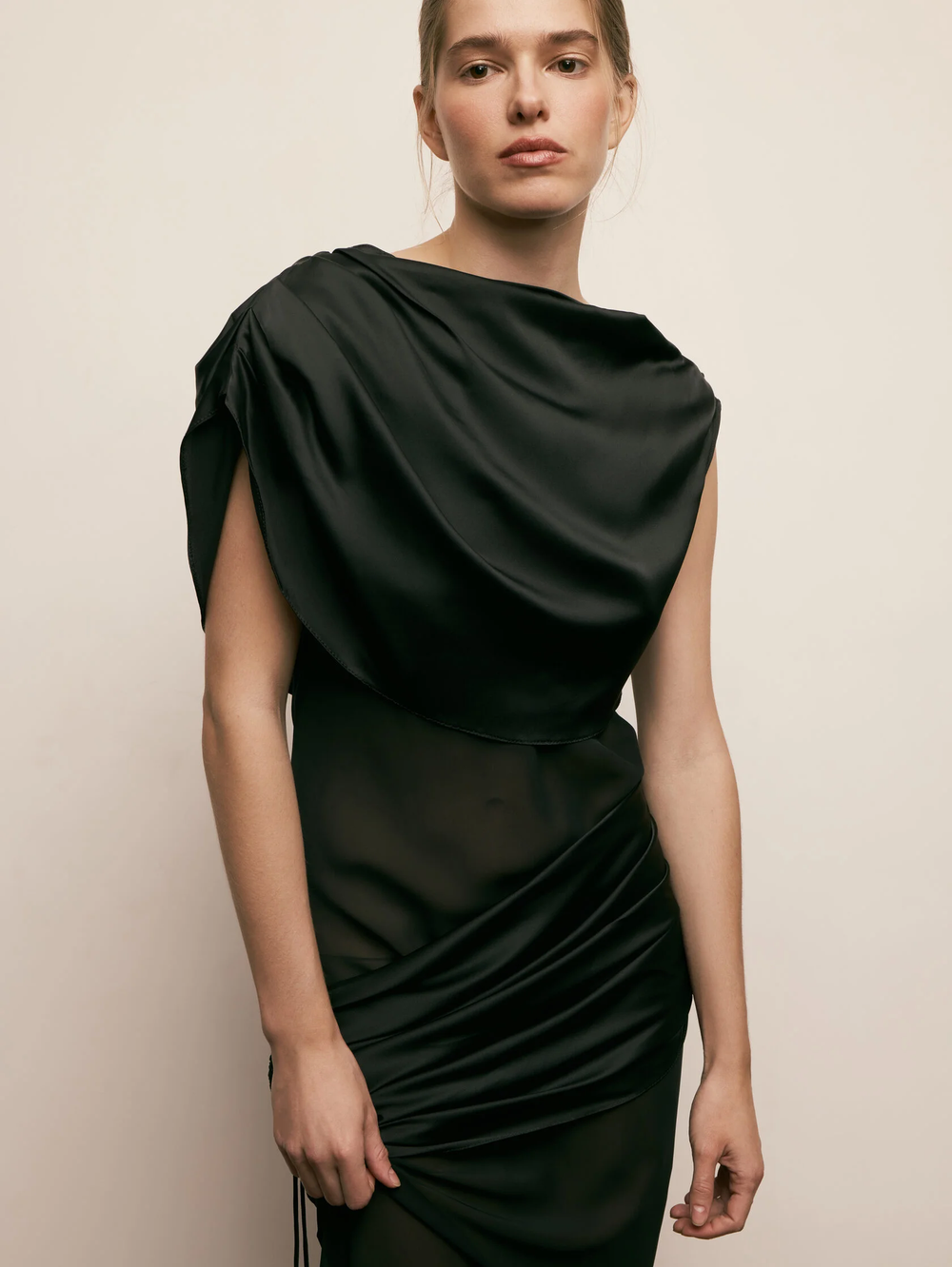 Длинное платье с прозрачной юбкой черное Moonlight Illusion