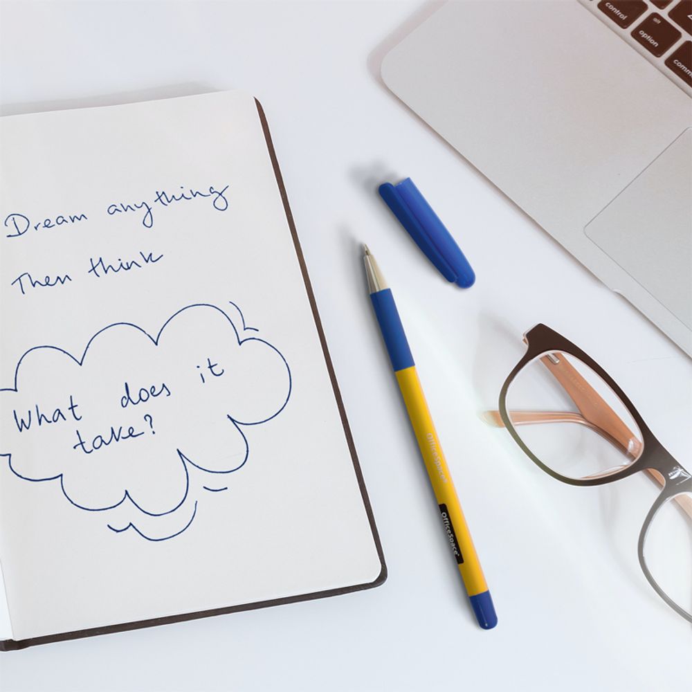 Ручка шариковая OfficeSpace "Yellow Stone" синяя, 0,7мм, грип, штрихкод