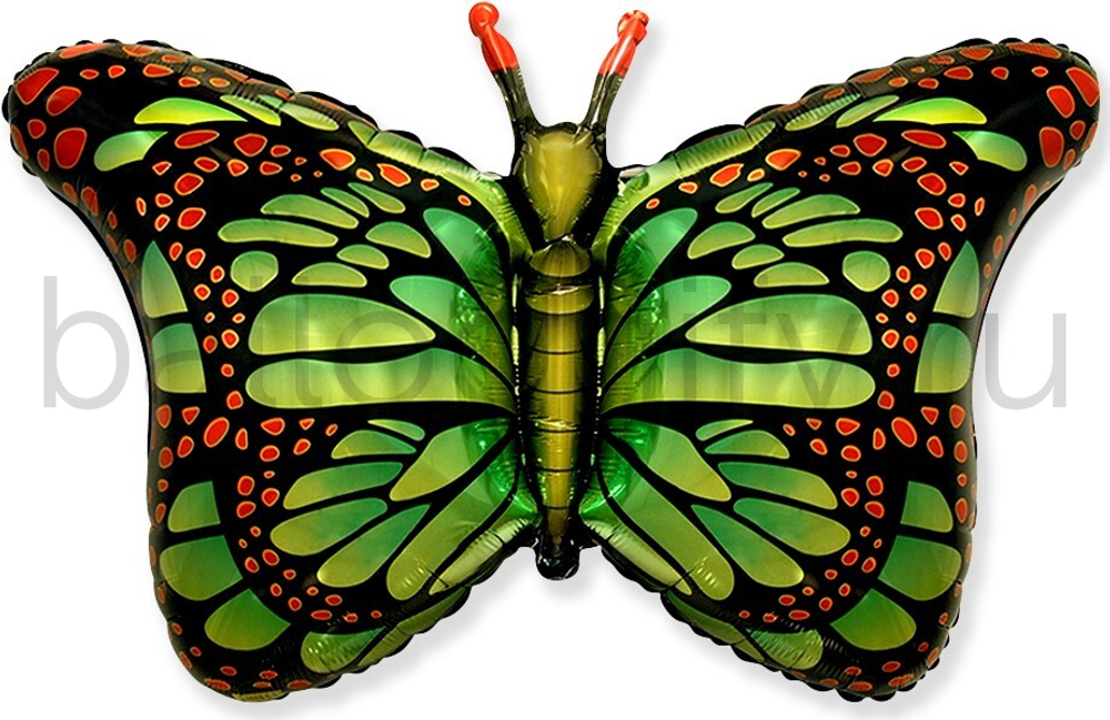 Шар (38''/97 см) Фигура, Бабочка-монарх, Зеленый, 1 шт.