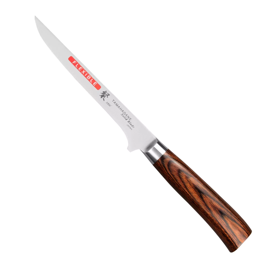 Tamahagane - Нож SAN Brown 16см, гибкий для резки / артикул   SN-1120  / GTIN 4906496706210