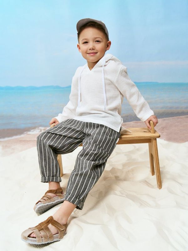 Рубашка муслиновая с капюшоном 