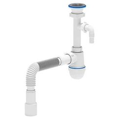 Сифон АНИ пласт д/умыв-ка/мойки бутылочный 1 1/2quot;x40 с гофрой 40х40/50 с отводом D-70мм C0315