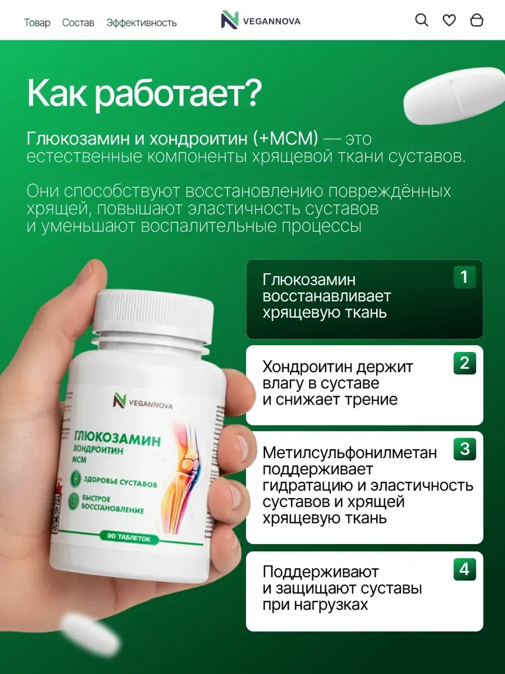 Глюкозамин хондроитин+МСМ (90 таблеток)