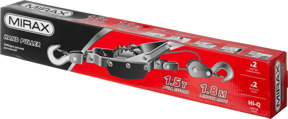 MIRAX 1.5 т, 1.8 м, ручная рычажная лебедка (43130-1.5)