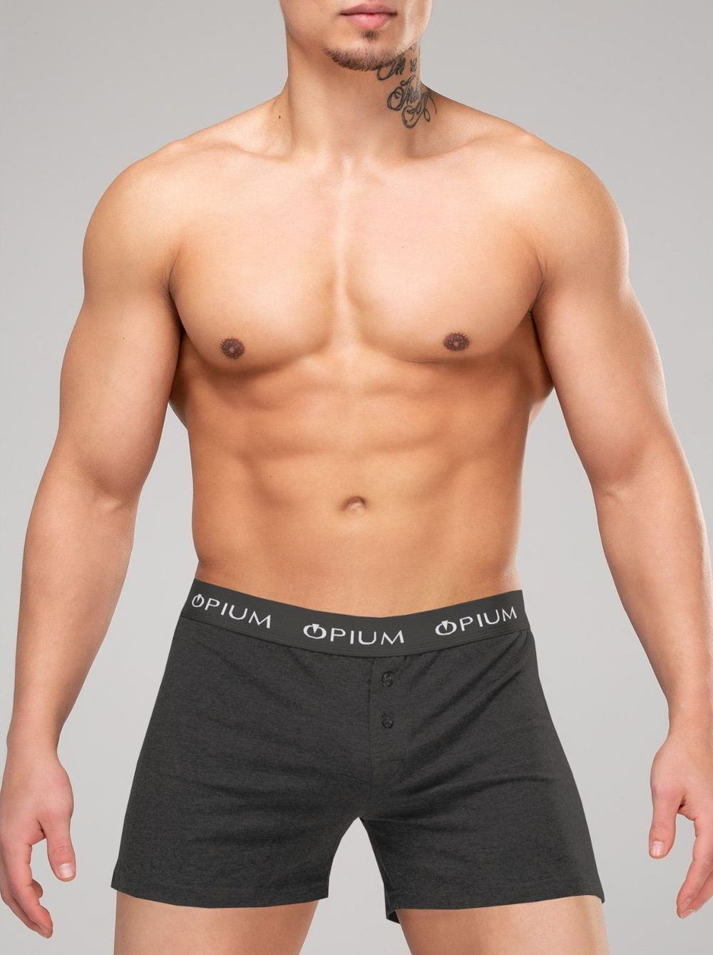 Мужские трусы-шорты с пуговицами (Размер: S) (Цвет: черный)